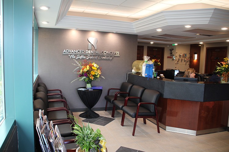 front desk and flowers