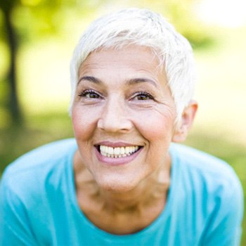 Close-up of senior woman smiling