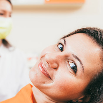 Smiling woman in dental chair