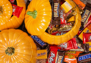 a closeup of Halloween candy